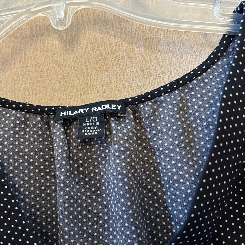 Hilary Radley Black and White V-Neck Blouse large - Picture 3 of 5
